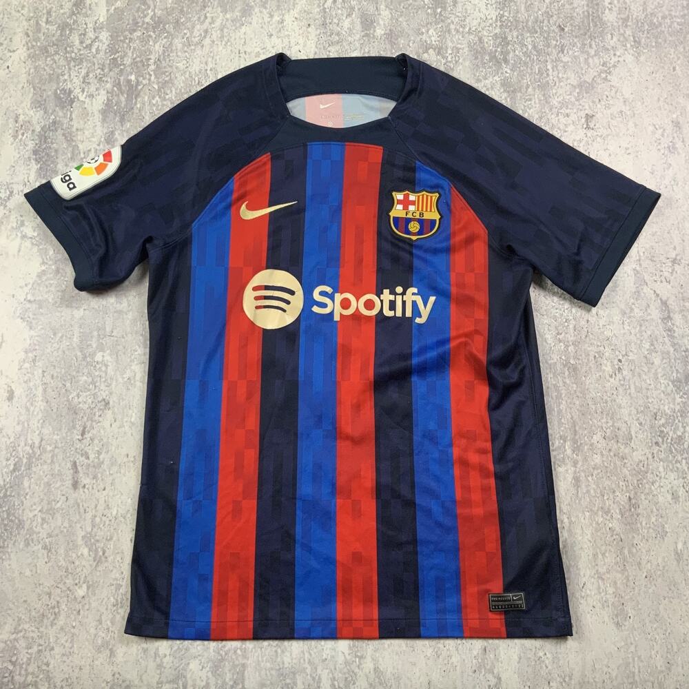 Nike FC Barcelona Jersey Mens Medium Blue Dugan #16 Home Soccer Futbol 2022-23